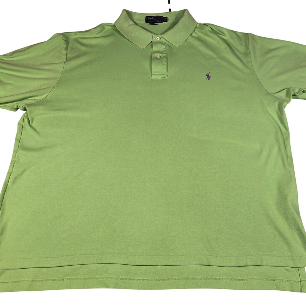 Polo Ralph Lauren Mens 2XB Big Lime Green Short Sleeve Purple Pony Polo Shirt